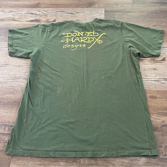 Ed Hardy green skull tattoo Y2K T-shirt XXL - Picture 2 of 6